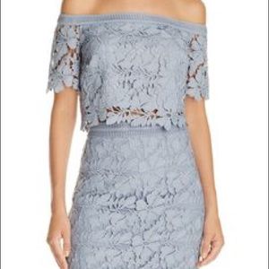 Bardot powder blue lace skirt and top